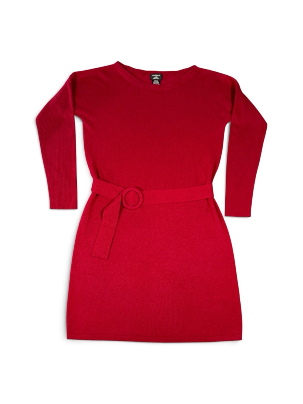 Lord & Taylor Women’s Large Red Cashmere Blend Knit Pullover Sweater Dress